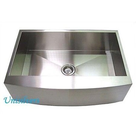 CONTEMPO LIVING Contempo Living EFS3021 30 in. Stainless Steel Zero Radius Single Bowl Curved Front Farm Apron Kitchen Sink EFS3021